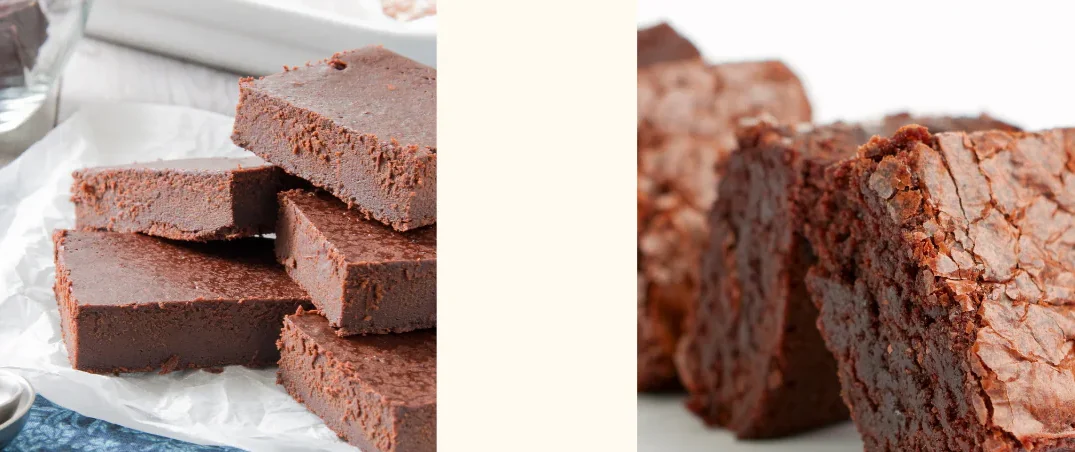 A comparison of fudgy and cakey Ghirardelli brownies