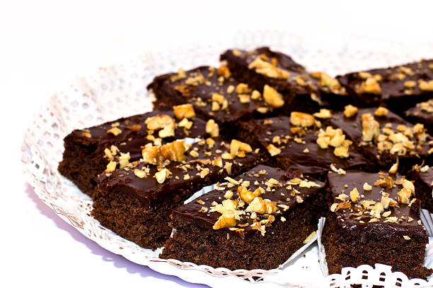 Close-up of a freshly baked brownie slice with a fudgy texture