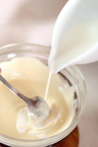 Ingredients for a classic Bisquick dumpling recipe on a kitchen counter.