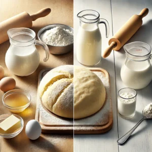 Side-by-side comparison of biscuit dough made with buttermilk and heavy cream